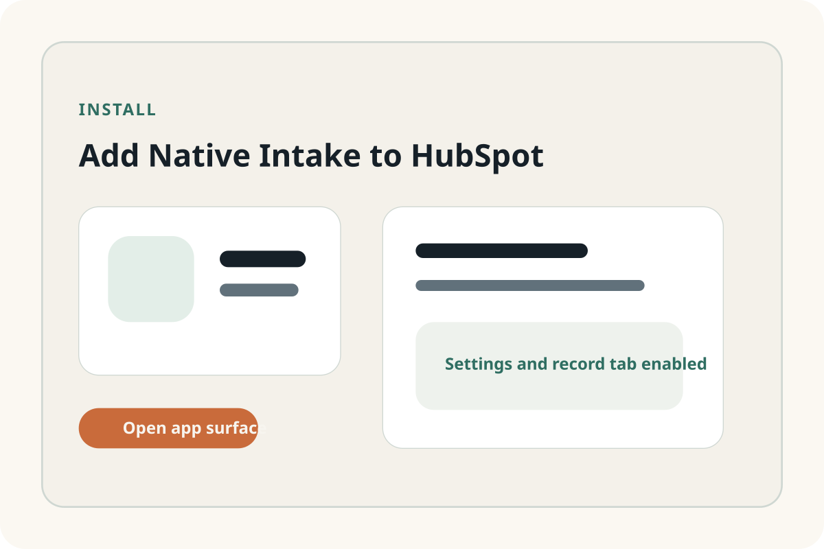 Marketplace screenshot showing Native Intake install and onboarding state.